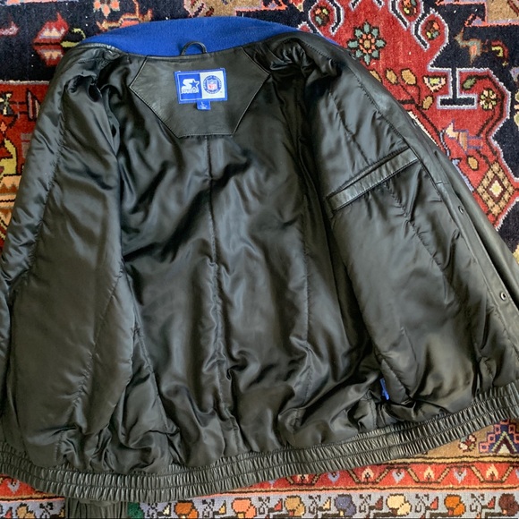 Vintage 1990s Super Bowl XXXIII MIAMI Leather Bomber Jacket by Starter - Picture 6 of 14